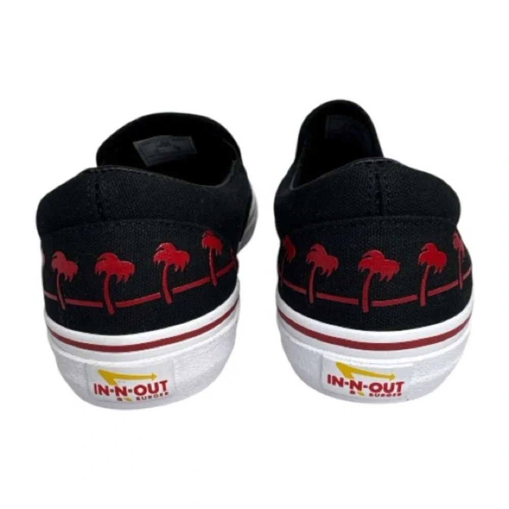 In-N-Out Burger Palm Tree Slip On Sneakers Black Red Size 7.5